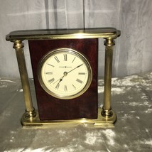 Howard Miller 2 Column Brass Desk, Shelf, Mantle, Clock, Battery Oper. W... - £26.14 GBP