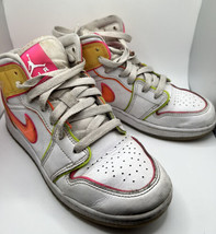 Nike Air Jordan 1 Mid SE GS Edge Glow Youth, White/Pink, CV4611-100, Sz 4 Y read - £11.67 GBP