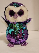 Ty Beanie Boos Flippables 6&quot; MOONLIGHT Color Changing Sequins Owl Plush - £10.26 GBP