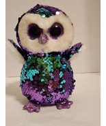Ty Beanie Boos Flippables 6&quot; MOONLIGHT Color Changing Sequins Owl Plush - £10.16 GBP