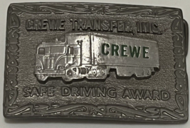 Vintage Crewe Transfer Inc Safe Driving Award Belt Buckle - Trucking - $19.30