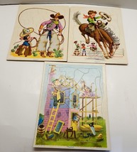 Playskool Golden Press Frame Tray Puzzles Cowboy And Professions 80-5A, 5C, 4B - £15.71 GBP