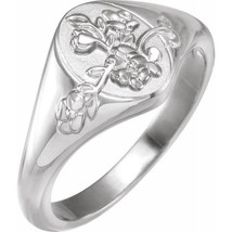 Sterling Silver Oval Floral Signet Ring - £103.75 GBP+