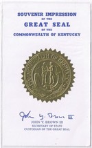 Souvenir Impression Great Seal Of Commonwealth Of Kentucky John Brown III - $3.42