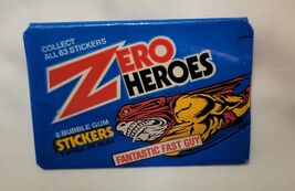 c3) UNOPEN 1 Pack of 1980s Donruss Zero Heroes Bubble Gum Stickers - $3.95