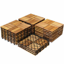 27 Pieces Acacia Wood Interlocking Patio Deck Tile - Color: Natural - £130.55 GBP