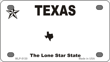 Primary image for Texas White Blank Novelty Mini Metal License Plate Tag