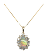 14k Yellow Gold .67ct Australian Genuine Opal Pendant w/ Diamond Halo (#... - $1,834.19 CAD 14k Yellow Gold .67ct Australian Genuine Opal Pendant w/ Diamond Halo (#... - $1,834.19 CAD