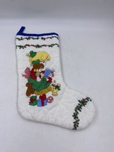 Vintage Precious Moments Sewn Stocking Blue Trim Blonde Boy and Girl Double Side - £6.82 GBP