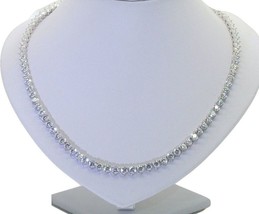3mm 20 Ct Graduated Simulated Diamond 14K White Gold Plated Tennis Necklace - £240.07 GBP