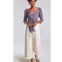 New Anthropologie TRACY REESE Mireille Tie-Front Blouse $188 SIZE 2 Blue - $61.20