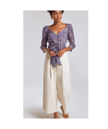 New Anthropologie TRACY REESE Mireille Tie-Front Blouse $188 SIZE 2 Blue - $61.20