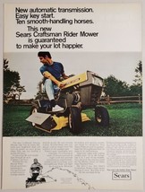 1969 Print Ad Sears Craftsman Rider Lawn Tractor Mowers Automatic Transmission - £11.96 GBP