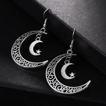 2021 New Fashion Vintage Crescent Moon Earrings Moon Dangle Earrings Handmade St - £6.33 GBP