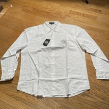 NWT Pardazzio Uomo Men White Long Sleeve Shirt Size XL Sewn on Graphic - £10.64 GBP