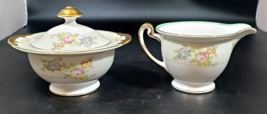 Vintage Japan N.S.P. Meito Cream and Sugar, Hand Painted - £46.43 GBP