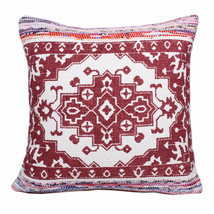 20&quot; X 20&quot; Red White Purple And Pink 100% Cotton Geometric Zippered Pillow - £42.40 GBP
