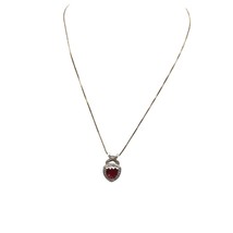 Vintage Gold Vermeil Pendant Necklace with Red Heart-Shaped Gemstone on ... - £89.08 GBP