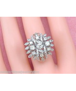 VINTAGE MID-CENTURY 1.5ctw DIAMOND 18K TALL CLUSTER STATEMENT COCKTAIL R... - €2.837,04 EUR