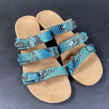 NEW Vionic Wedge Heels Strappy Sandals Blue Green Snakeskin Womens 6 - $32.71