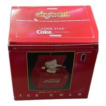 1993 Coca Cola Cool Yule Pop Up Bear In Santa Hat Cooler Christmas Ornament - £5.69 GBP