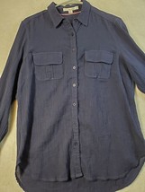 Boden Shirt Women Size 10 Navy 100% Cotton Long Casual Sleeve Collar Button Down - £12.50 GBP