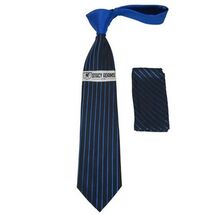 Men's Stacy Adams Tie and Hankie Set Fancy Woven Silky Satin #SAT76 Blue image 3