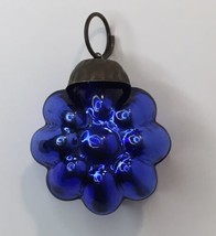Vintage Kugel Style Small Flower Christmas Tree Ornament Blue 1.25&quot; - £20.73 GBP