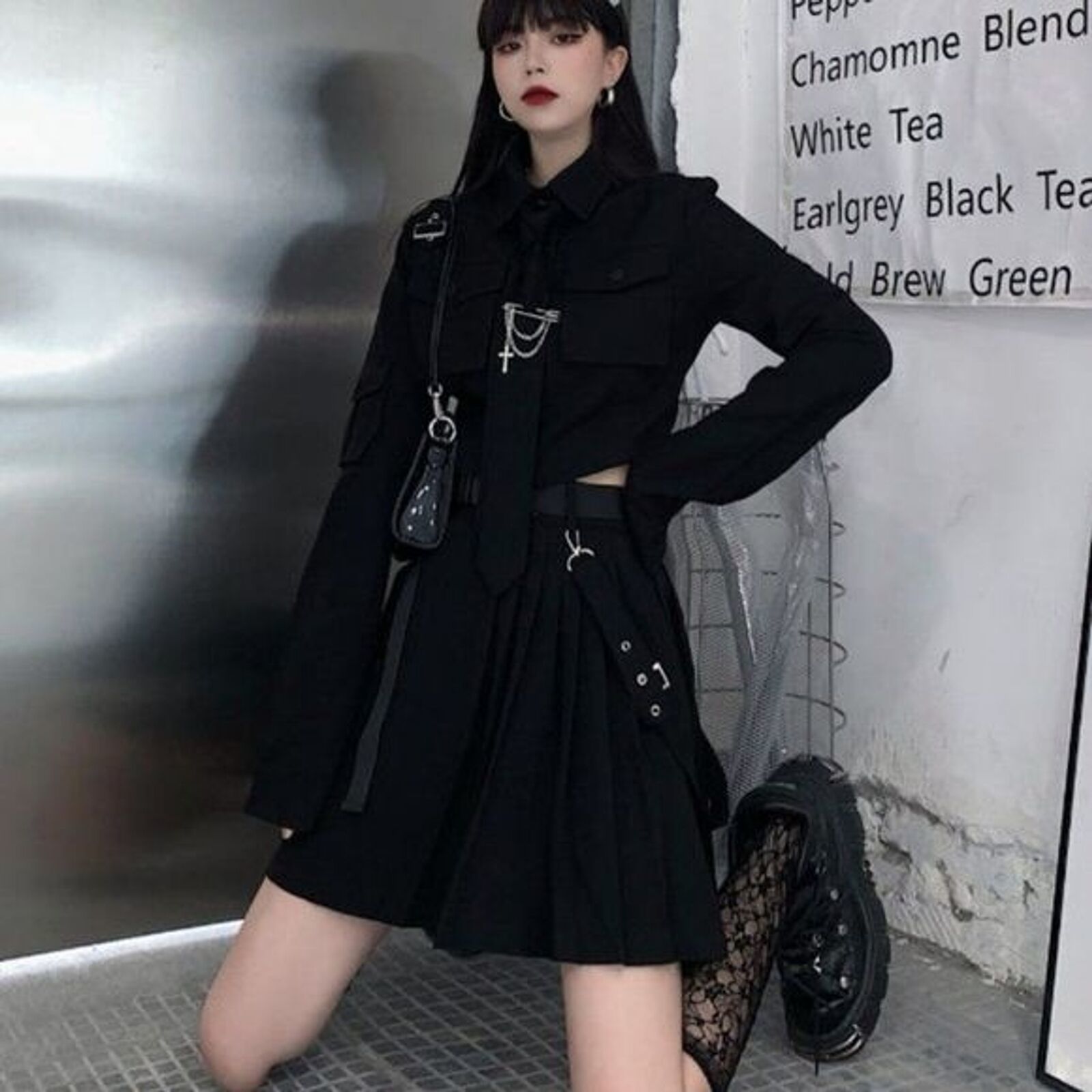 Rebellious Gothic Two-Piece Top + Skirt - $64.00