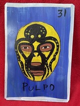 Mexican Folk Art Luchadore Wrestler Pulpo Tin Retablo By Rafael Rodrígue... - $30.00