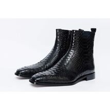 The Boss Black Snake Zip-Up Leather Men Boot Limited Edition image 2