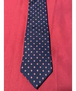 Christian Dior All Silk Tie Navy Red Circle Print Made in USA Classic Ne... - $24.63 CAD