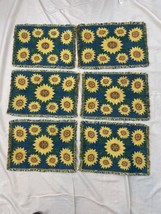 Tapestry Lot of 6 Cloth Fabric 12x17 Fringe Sunflower Dinner Table Place... - $38.61