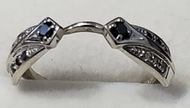 14K White Gold 0.25 tcw Black &amp; White Diamond Wrap Ring Enhancer Size 8 - £309.90 GBP