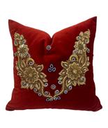 Royal Garnet - Luxury Throw Pillow with Gold Embroidery, Crystals &amp; Bead... - $99.99