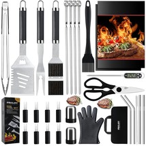 31Pc Heavy Duty Bbq Grilling Accessories Grill Tool Set - Stainless Stee... - £43.96 GBP