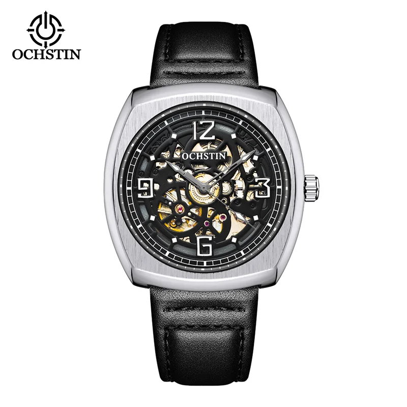 OCHSTIN Mens Automatic Watches Skeleton Steampunk Mechanical Leather Male   Vint - £39.28 GBP