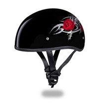 Daytona Helmets Skull Cap Open Face W/ ROSE DOT Motorcycle Helmet D6-R - £73.25 GBP+