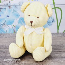 Carter's Just One Year Plaid Teddy Bear Rattle Plush 8" Gingham Prestige Yellow - $14.03