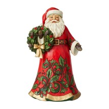 Jim Shore Santa Holding Holly Wreath 12" High Christmas Collectible Red Green 