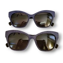 2 Pairs of Women&#39;s Striped Blue Jean Print Style Cat Eye Sunglasses UV400 - £17.89 GBP