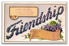 Large Letter Floral Greetings Friendship w Poem UNP Unused DB Postcard K17 - £3.17 GBP