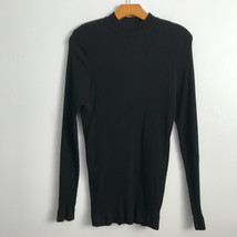 Zara Sweater L Black Ribbed Knit Slim Fit Long Sleeve Mock Neck Pullover Basic - £15.17 GBP