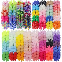 160 Large Hair Bow Clips Accessories Assorted Lot Bulk Grosgrain Ribbon ... - £38.91 GBP