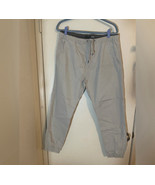 Plugg Men&#39;s Khaki Tapered Leg Drawstring Cargo Jogger Pants Size Large - $25.79 CAD