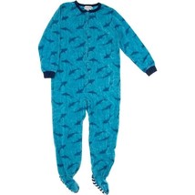 Komar Kids Boys Blue Shark Fleece Blanket Sleeper Footed Pajamas Size 10-12 Larg - £19.97 GBP