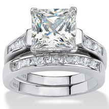 2.00CT Princess-Cut Solitaire Bridal Set Engagement Ring 14k White Gold Finish - $121.55