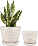 Docrin Plant Pots Indoor- 6&quot; And 5&quot; Inch, Ceramic Planters With Drainage... - £28.19 GBP