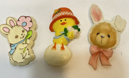 Vintage Lot of 3 Hallmark Easter Lapel Pins Bunny Chick Bear 70s and 80s - £14.82 GBP