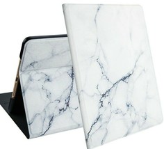 Apple iPad 10.2" (7th & 8th Gen) - White Marble Pattern Pouch Stand Folio Case - £27.07 GBP